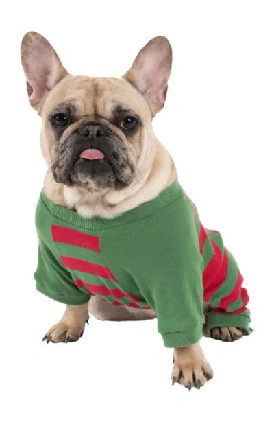 Leveret Dog Cotton Striped Matching Family Holiday Pajamas In Red & Green