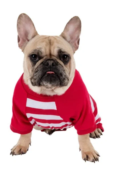 Leveret Dog Cotton Striped Matching Family Holiday Pajamas In Red & White