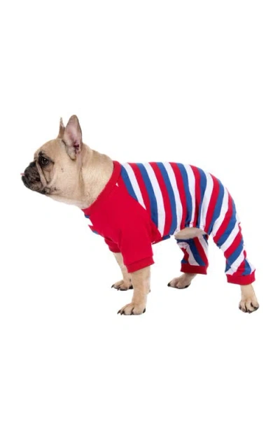 Leveret Dog Cotton Striped Matching Family Holiday Pajamas In Red White & Blue