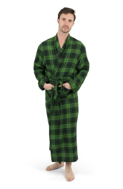 Leveret Flannel Robe, 100% Cotton In Green