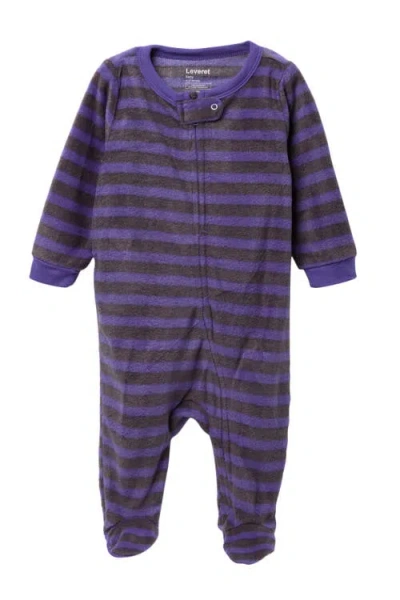 Leveret Babies'  Fleece Footed Printed Holiday Pajamas In Purple