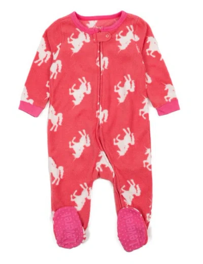 Leveret Kids'  Fleece Footed Printed Holiday Pajamas In Red