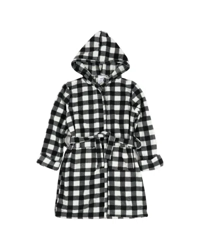 Leveret Fleece Hooded Robe In Black