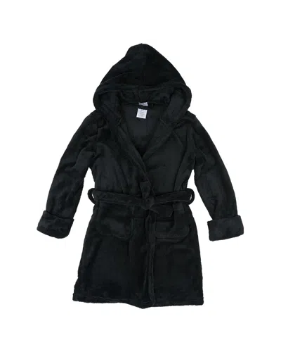 Leveret Fleece Hooded Robe In Black