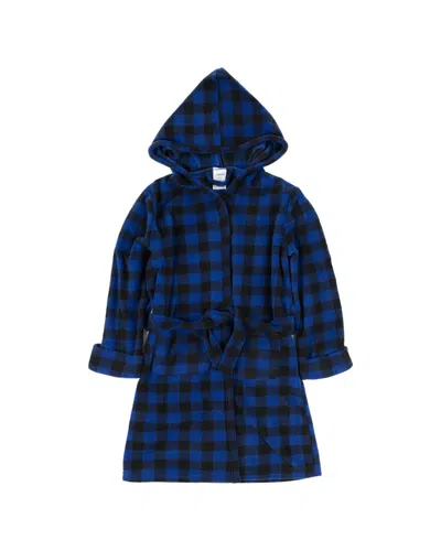 Leveret Fleece Hooded Robe In Blue