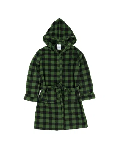 Leveret Fleece Hooded Robe In Green