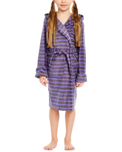 Leveret Fleece Hooded Robe In Purple