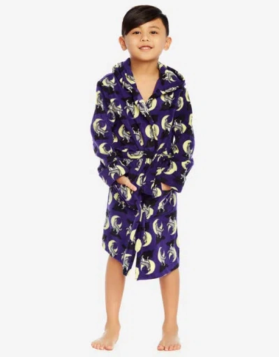 Leveret Kids'  Fleece Print Hooded Robe In Blue