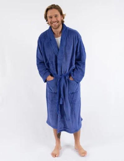 Leveret Fleece Robe In Blue