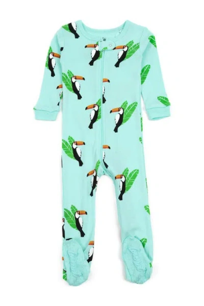 Leveret Babies'  Footed Cotton Pajamas Matching Family Coordinated Animal Prints In Blue