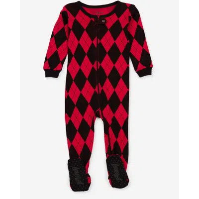 Leveret Kids'  Footed Cotton Pajamas Matching Family Coordinated Holiday Prints In Red