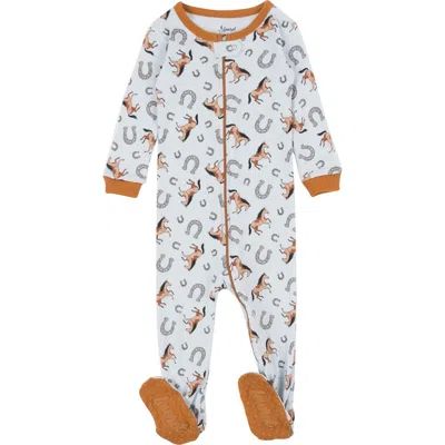Leveret Babies'  Footed Cotton Pajamas Matching Family Coordinated Prints In Blue