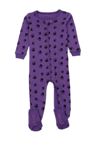 Leveret Babies'  Footed Cotton Pajamas Matching Family Coordinated Prints In Purple