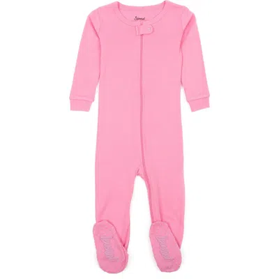 Leveret Babies'  Footed Cotton Pajamas Matching Family Coordinated Solid Colors In Pink
