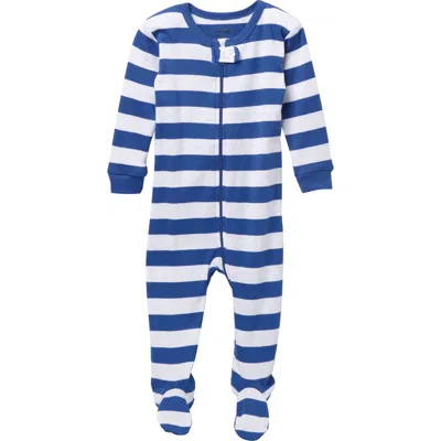 Leveret Babies'  Footed Cotton Pajamas Matching Family Coordinated Stripes In Blue
