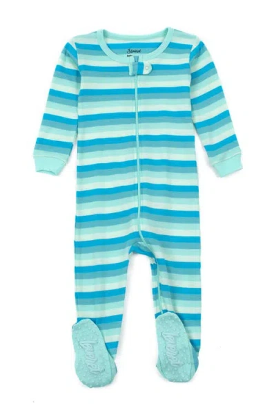 Leveret Babies'  Footed Cotton Pajamas Matching Family Coordinated Stripes In Blue