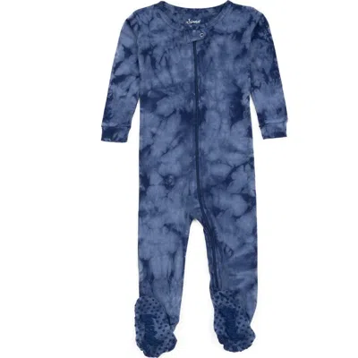 Leveret Babies'  Footed Cotton Pajamas Matching Family Coordinated Tie Dye Prints In Blue