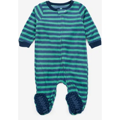Leveret Kids'  Footed Fleece Printed Holiday Pajamas In Blue