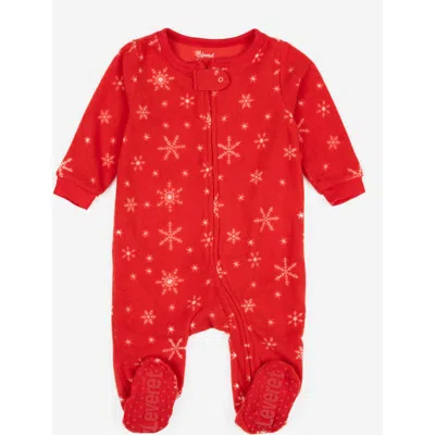 Leveret Kids'  Footed Fleece Printed Holiday Pajamas In Red