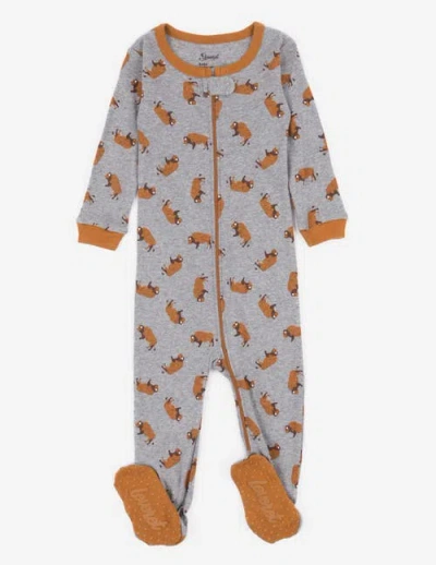Leveret Kids'  Footed Printed Cotton Pajamas, Animal, Holiday & Fun Prints In Blue