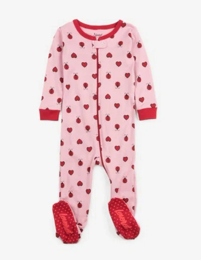 Leveret Kids'  Footed Printed Cotton Pajamas, Animal, Holiday & Fun Prints In Pink