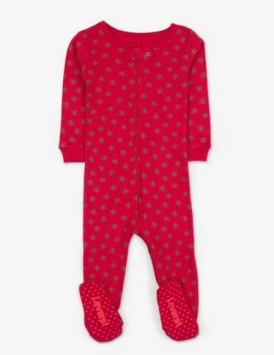 Leveret Kids'  Footed Printed Cotton Pajamas, Animal, Holiday & Fun Prints In Red