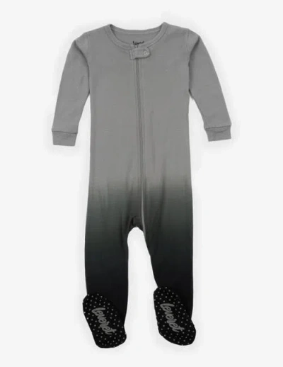 Leveret Kids'  Footed Printed Cotton Pajamas, Solids, Stripes & Tie Dye In Gray