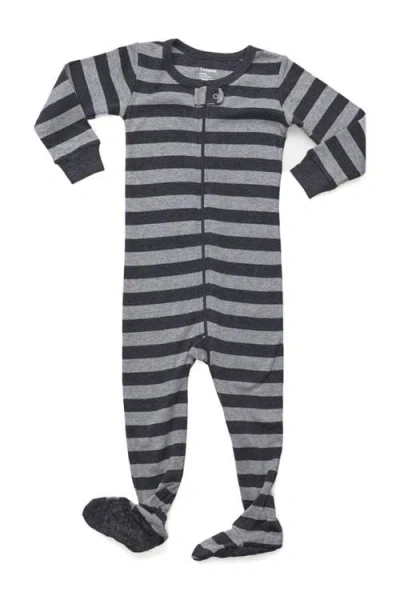 Leveret Babies'  Footed Printed Cotton Pajamas, Solids, Stripes & Tie Dye In Gray