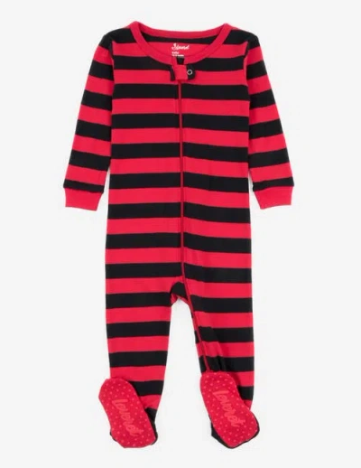 Leveret Kids'  Footed Printed Cotton Pajamas, Solids, Stripes & Tie Dye In Red