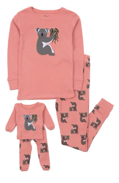Leveret Kids'  Girls 2-pc. Cotton Pajamas With Matching Doll Accessory In Pink