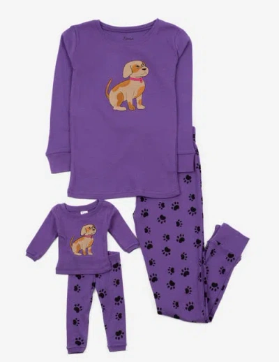 Leveret Kids'  Girls 2-pc. Cotton Pajamas With Matching Doll Accessory In Purple
