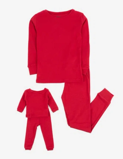 Leveret Kids'  Girls 2-pc. Cotton Pajamas With Matching Doll Accessory In Red
