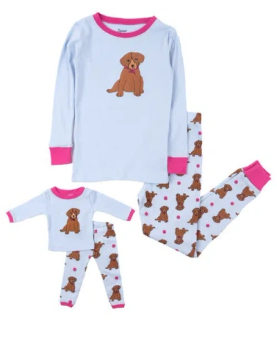 Leveret Kids'  Girls & Doll Matching 2-pc. Cotton Pajama Set In Blue