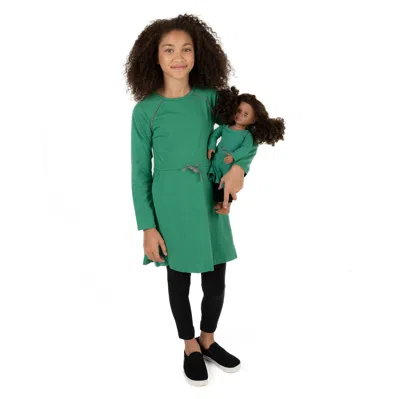 Leveret Kids' Girls And Matching Doll Bow Tie Dress In Green