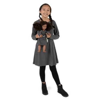 Leveret Kids' Girls And Matching Doll Bow Tie Dress In Grey