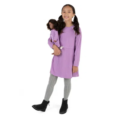 Leveret Kids' Girls And Matching Doll Bow Tie Dress In Purple