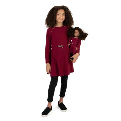 Leveret Kids' Girls And Matching Doll Bow Tie Dress In Red