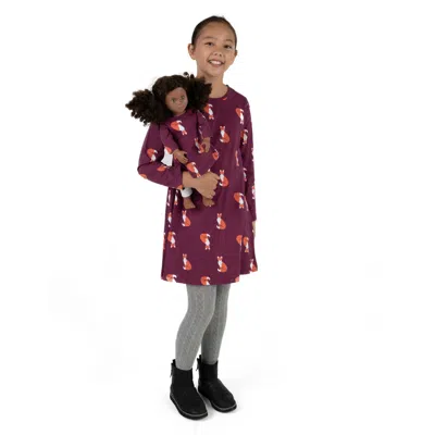 Leveret Kids' Girls And Matching Doll Cotton Dress Fox In Pink