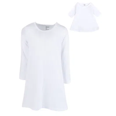 Leveret Kids' Girls And Matching Doll Cotton Dress Solid White