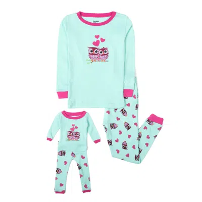 Leveret Kids' Girls And Matching Doll Cotton Pajamas Owl In Multi