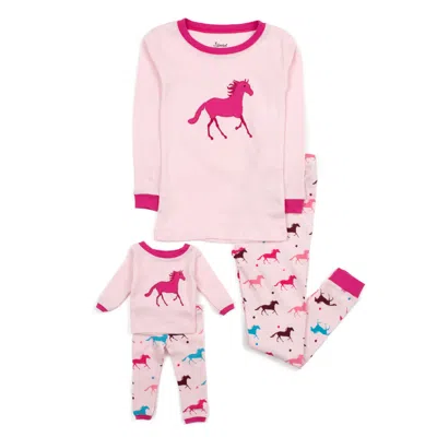 Leveret Kids' Girls And Matching Doll Cotton Pajamas Show Horse In Multi