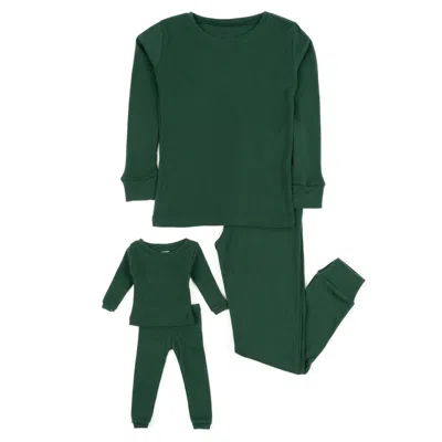 Leveret Kids' Girls And Matching Doll Cotton Pajamas Solid Green