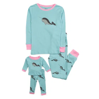 Leveret Kids' Girls And Matching Doll Cotton Pajamas Whale In Multi