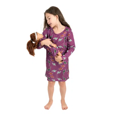 Leveret Kids' Girls And Matching Doll Nightgown Dinosaur In Multi