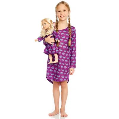 Leveret Kids' Girls And Matching Doll Nightgown Elephant In Black