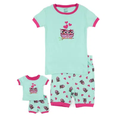 Leveret Kids' Girls And Matching Doll Short Pajamas Owl In Multi