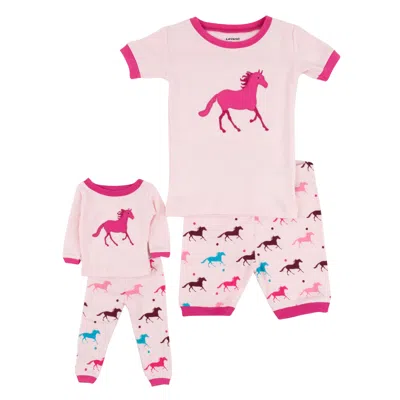 Leveret Kids' Girls And Matching Doll Short Pajamas Show Horse In Multi