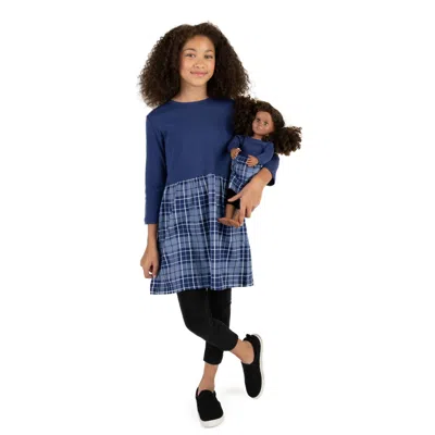Leveret Kids' Girls And Matching Doll Skirt Dress In Blue