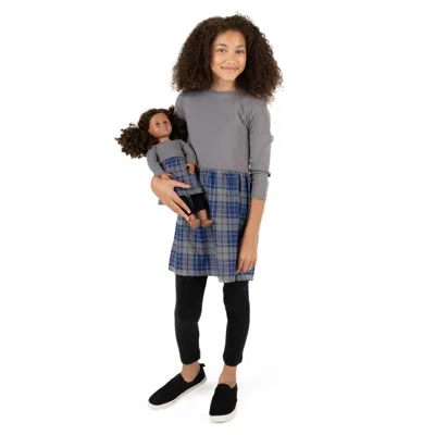 Leveret Kids' Girls And Matching Doll Skirt Dress In Grey