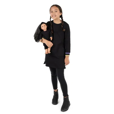 Leveret Kids' Girls And Matching Doll Sweat Dress In Black